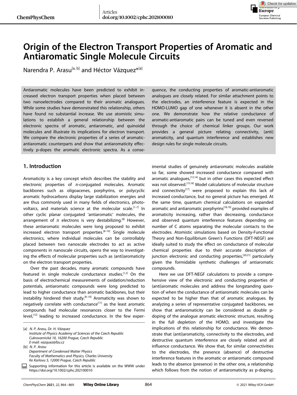 Origin of the Electron Transport Properties of Aromatic and Antiaromatic Single Molecule Circuits by Unknown