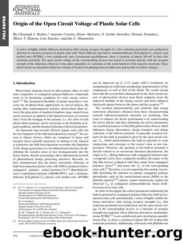 Origin of the Open Circuit Voltage of Plastic Solar Cells by K & W