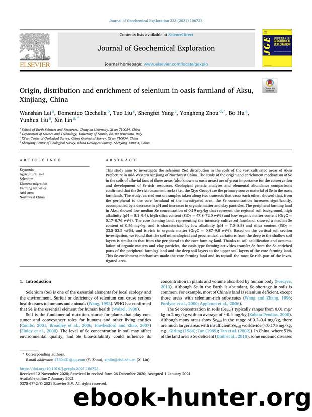 Origin, distribution and enrichment of selenium in oasis farmland of Aksu, Xinjiang, China by unknow