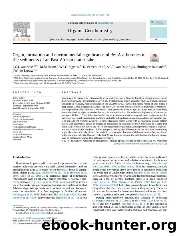 Origin, formation and environmental significance of des-A-arborenes in the sediments of an East African crater lake by unknow