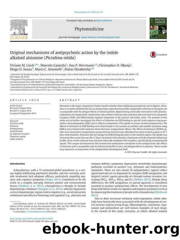 Original mechanisms of antipsychotic action by the indole alkaloid alstonine (Picralima nitida) by unknow