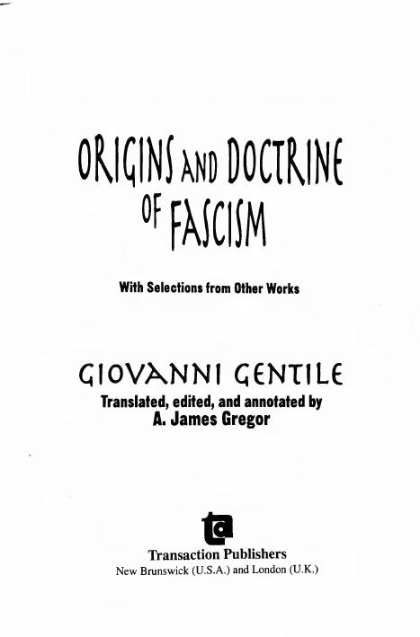 Origins And Doctrine Of Fascism by Giovanni Gentile