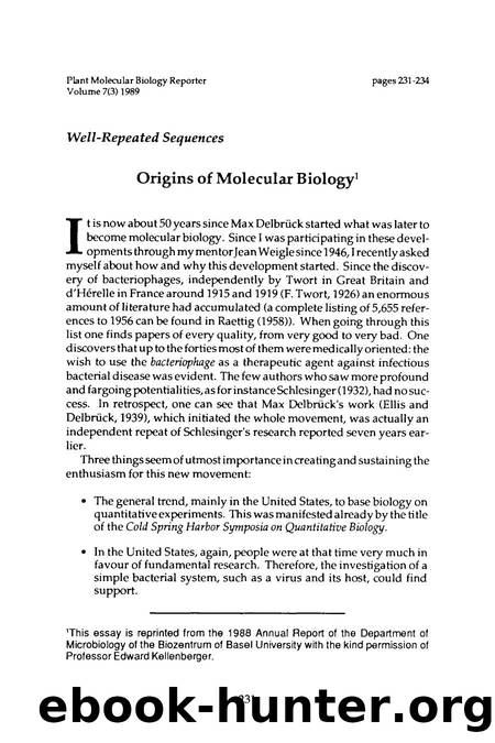 Origins of molecular biology by Unknown