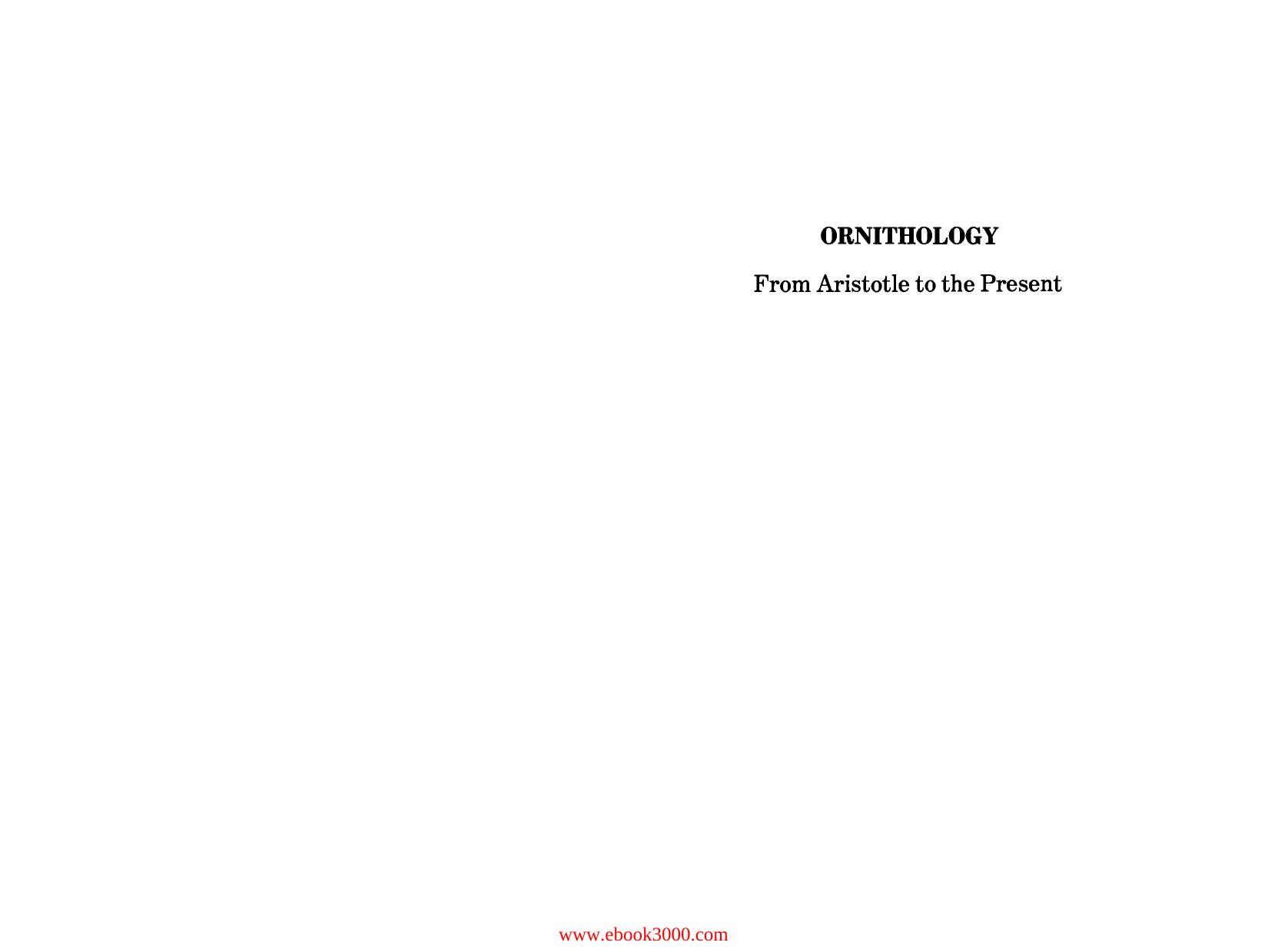 Ornithology from Aristotle to the Present by Unknow