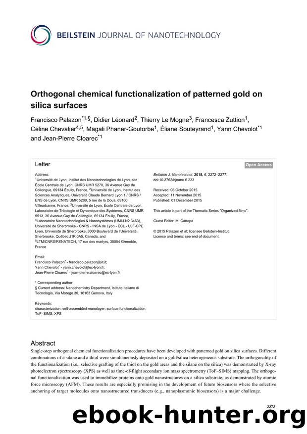 Orthogonal chemical functionalization of patterned gold on silica surfaces by unknow