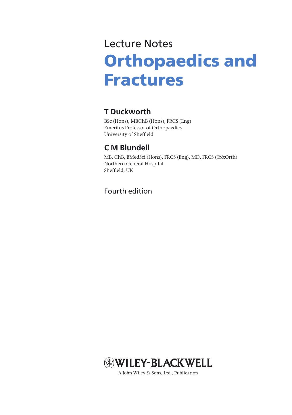 Orthopaedics and Fractures by Blundell Chris Duckworth T