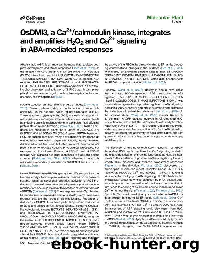 OsDMI3, a Ca2+calmodulin kinase, integrates and amplifies H2O2 and Ca2+ signaling in ABA-mediated responses by Miguel-Ángel Torres & Diego José Berlanga