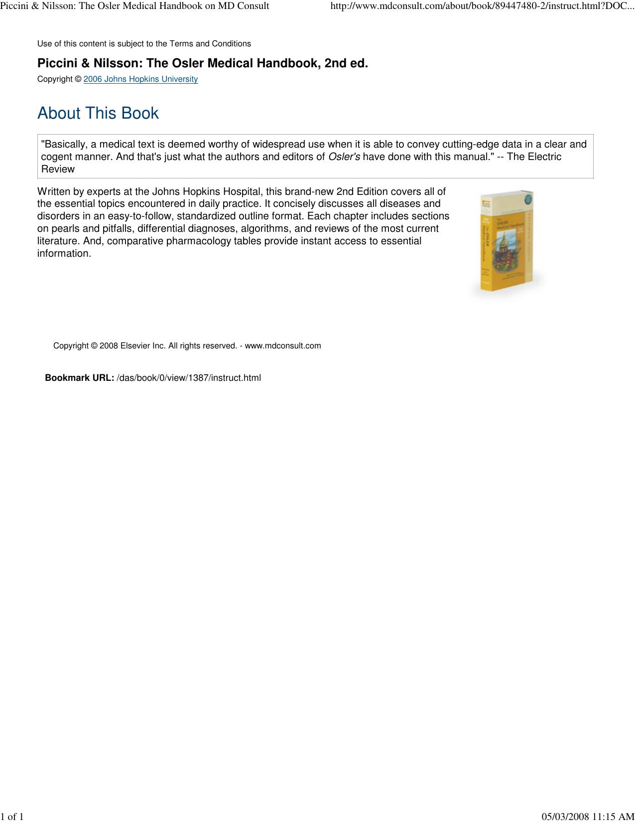 Osler Medical Handbook by Unknown