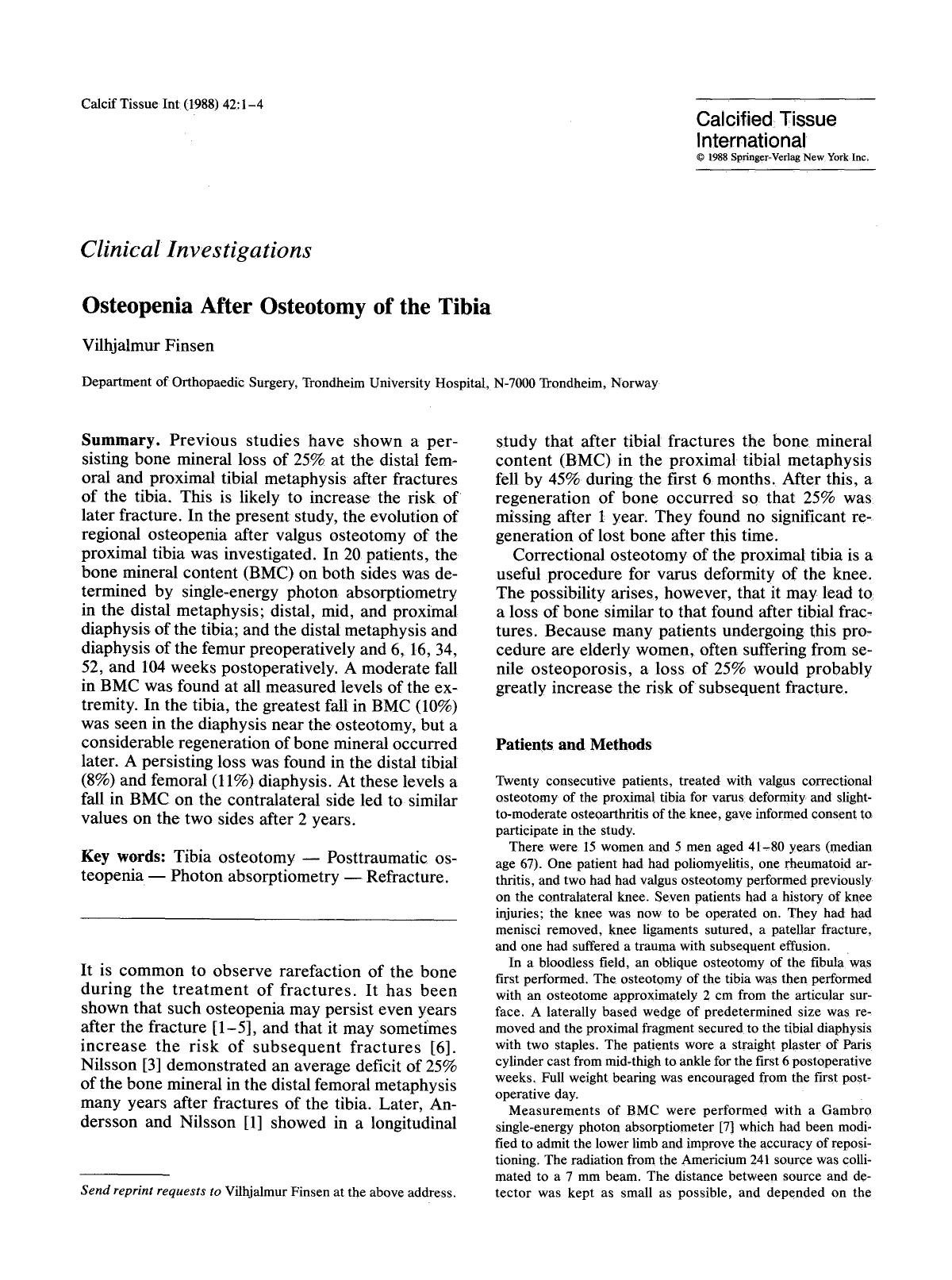 Osteopenia after osteotomy of the tibia by Unknown