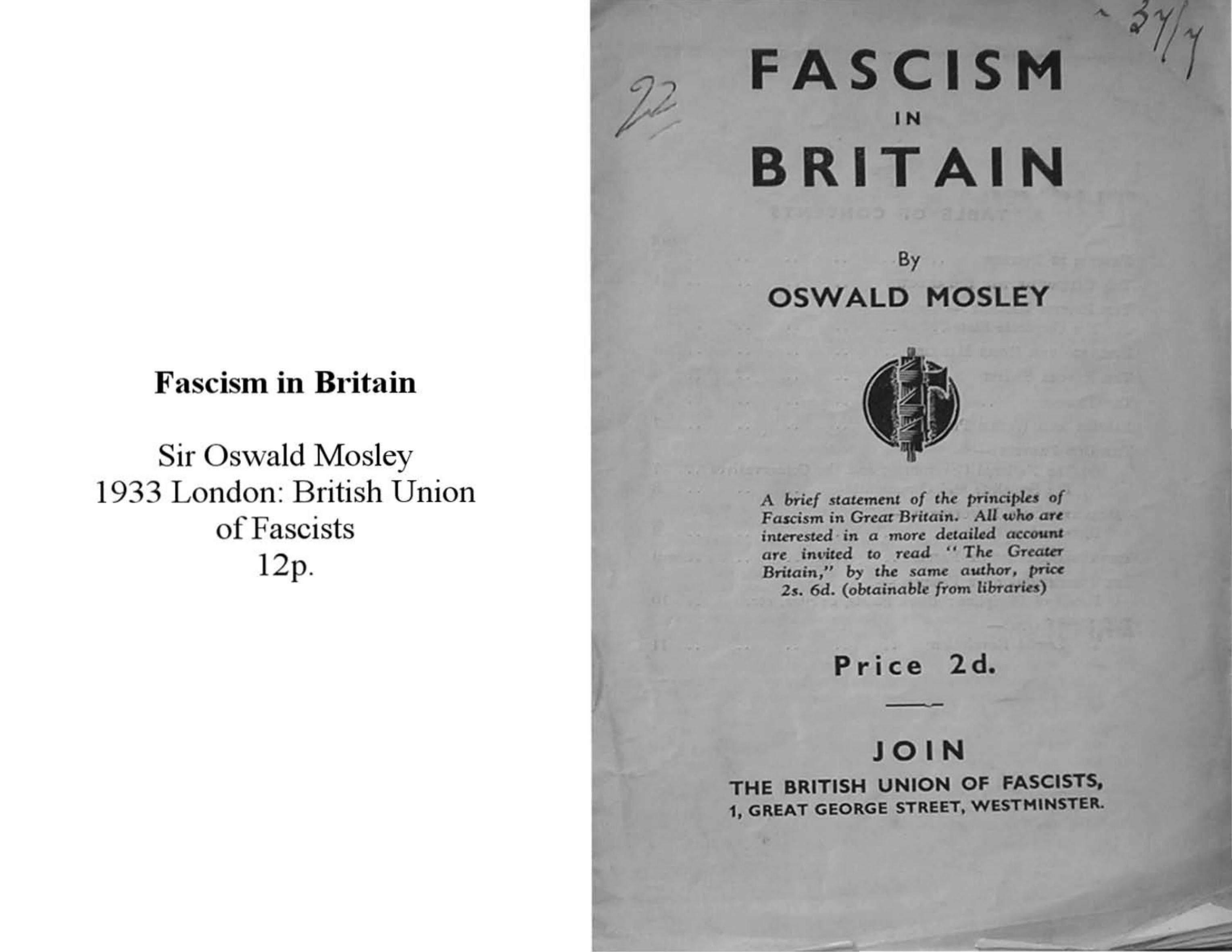 Oswald Mosley by Fascism in Britain