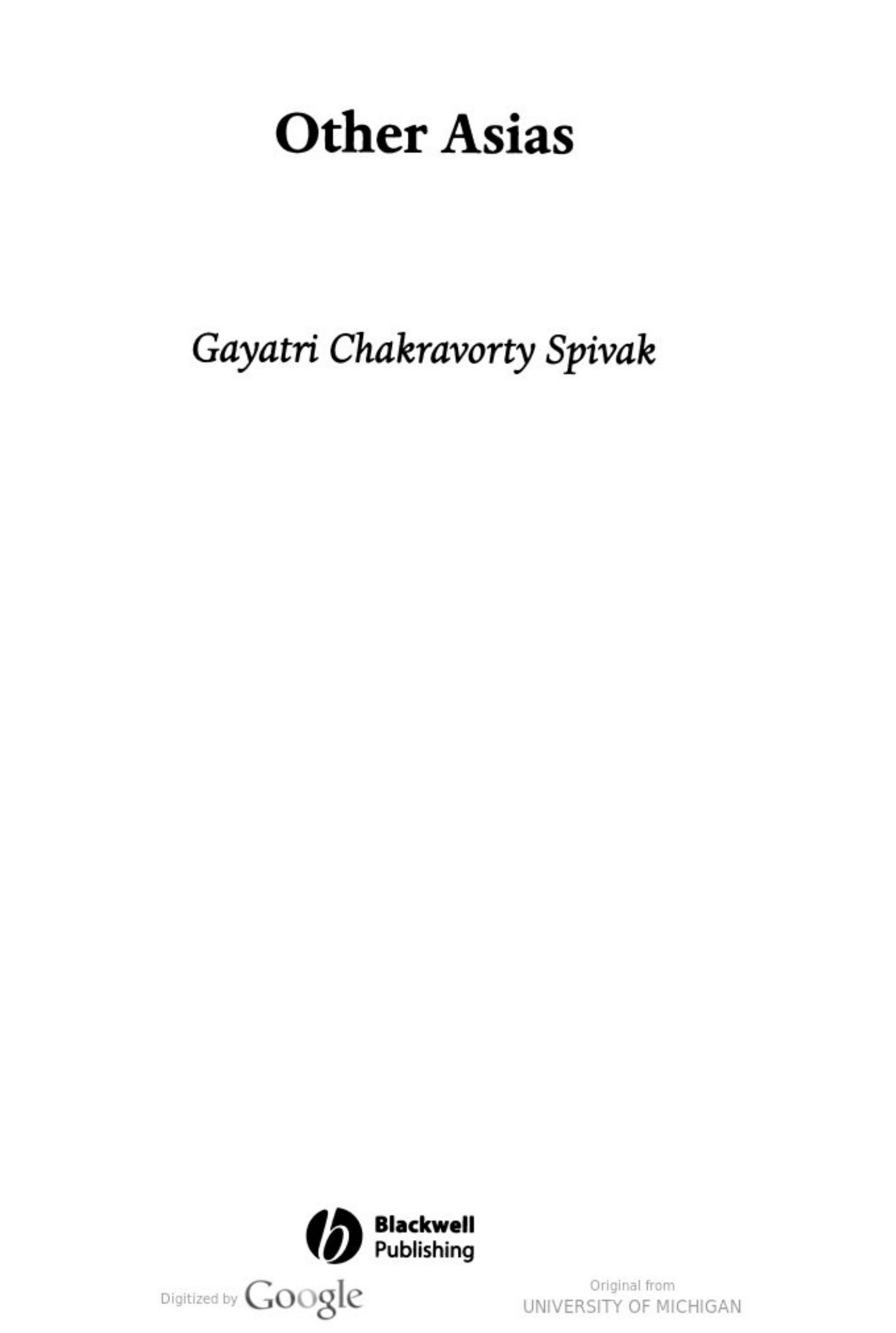 Other Asias by Gayatri Chakravorty Spivak
