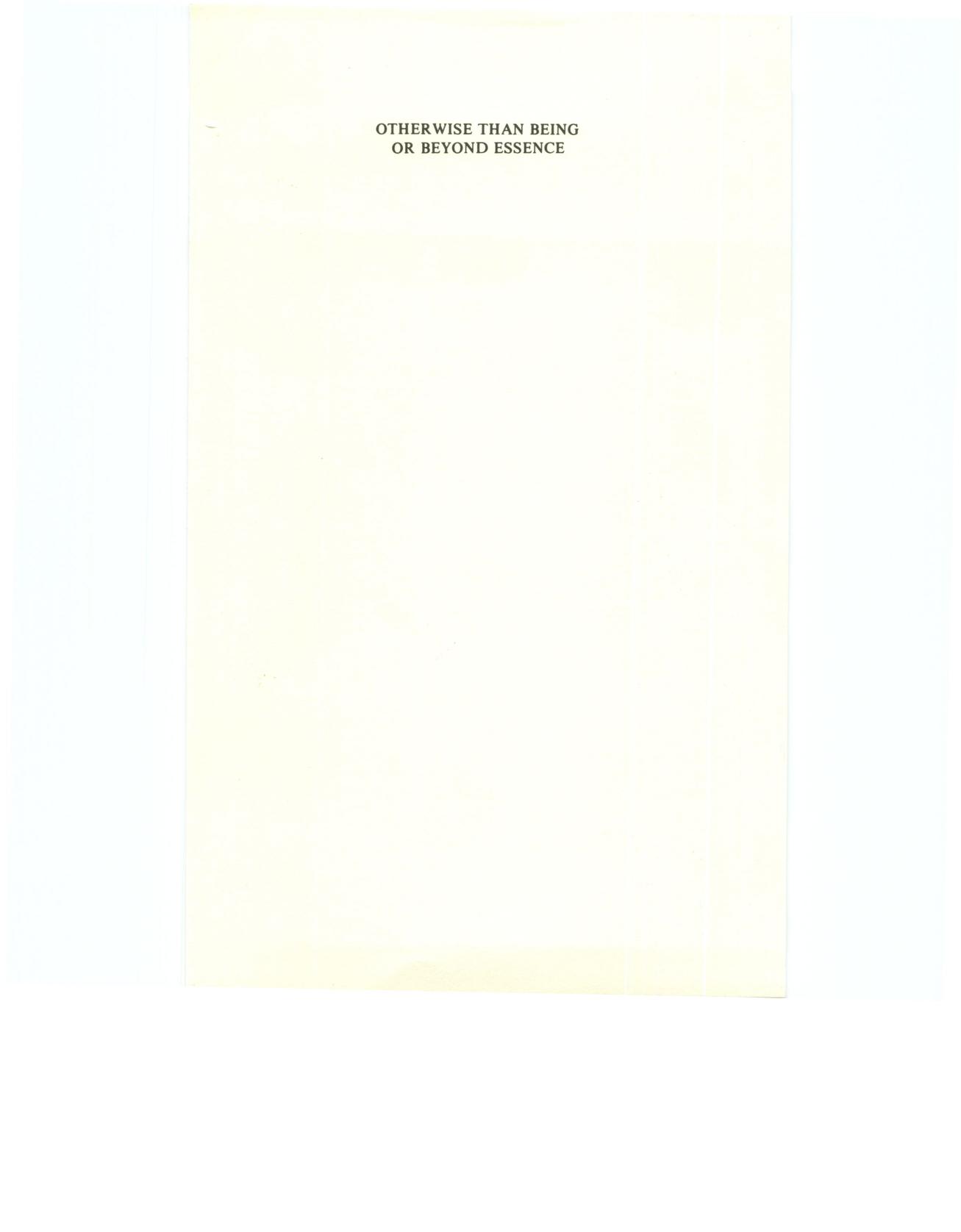 Otherwise Than Being: Or Beyond Essence (New Edition) by Emmanuel Levinas Richard A. Cohen