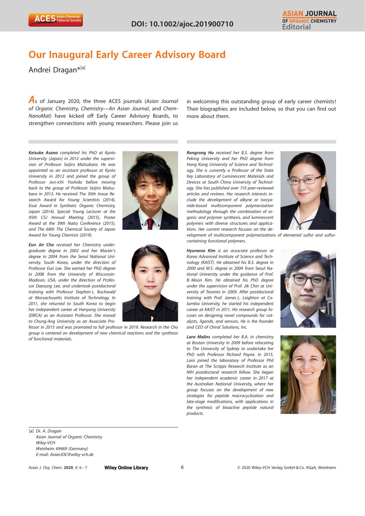 Our Inaugural Early Career Advisory Board by Unknown