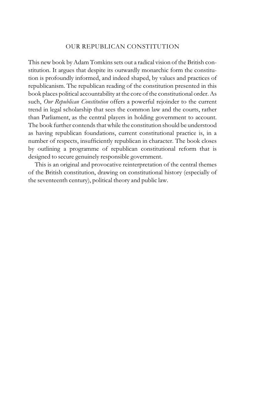 Our Republican Constitution by Adam Tomkins