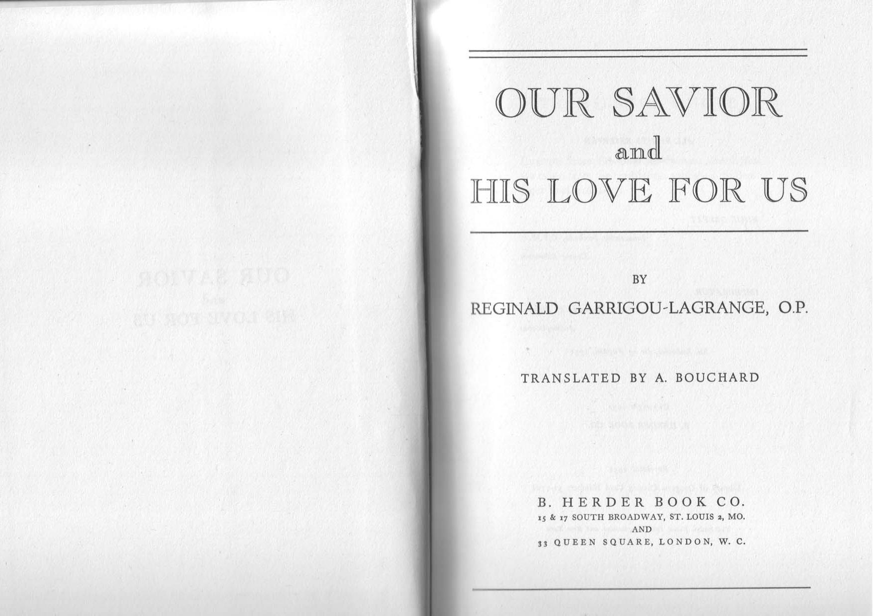 Our Saviour and His Love for us.PDF by Garrigou-Lagrange Reginald O.P