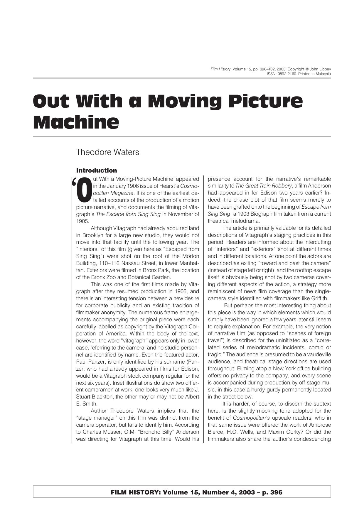 Out With a Moving Picture Machine," by Theodore Waters by Theodore Waters