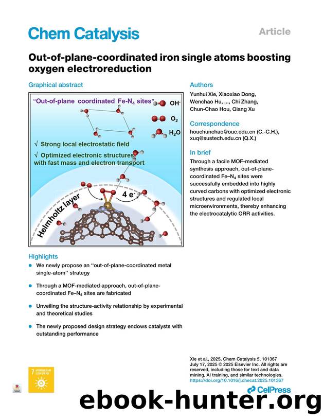 Out-of-plane-coordinated iron single atoms boosting oxygen electroreduction by unknow