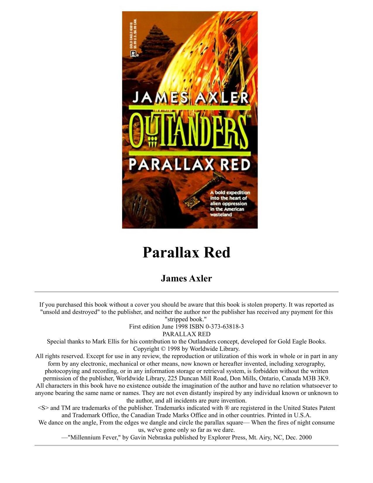 Outlanders 05 Parallax Red by James Axler Mark Ellis
