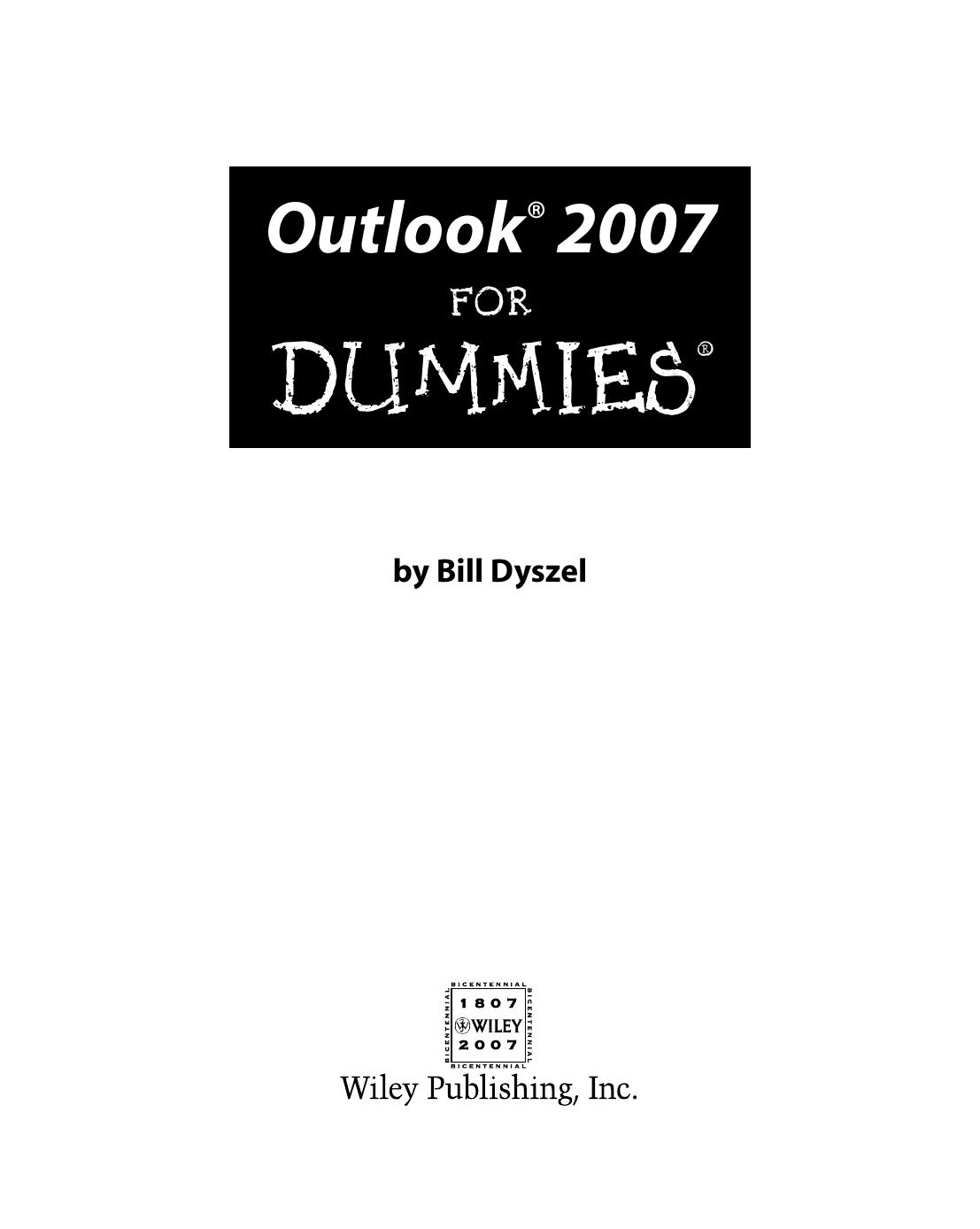 Outlook 2007 for dummies by Bill Dyszel