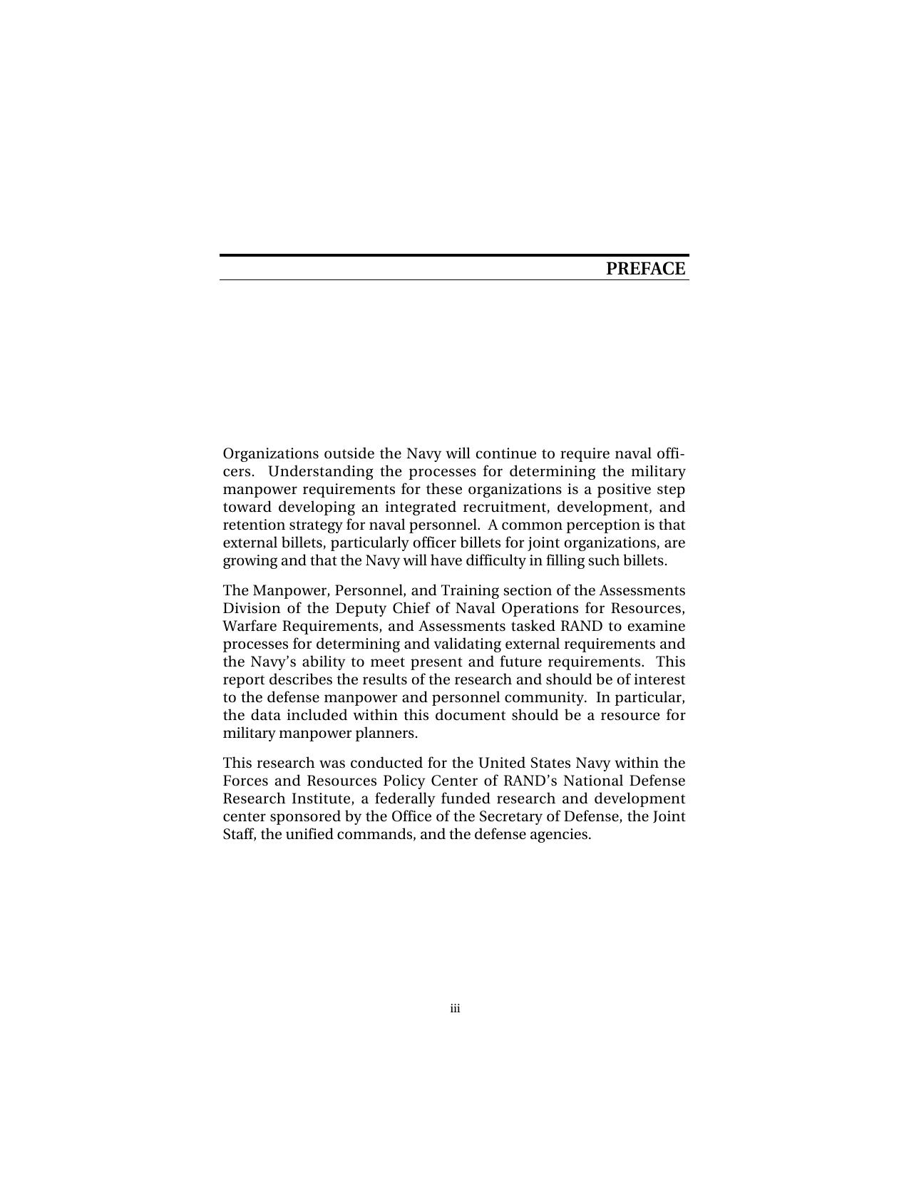 Outside the Fleet: External Requirements for Navy Officers by United States Navy Margaret C. Harrell