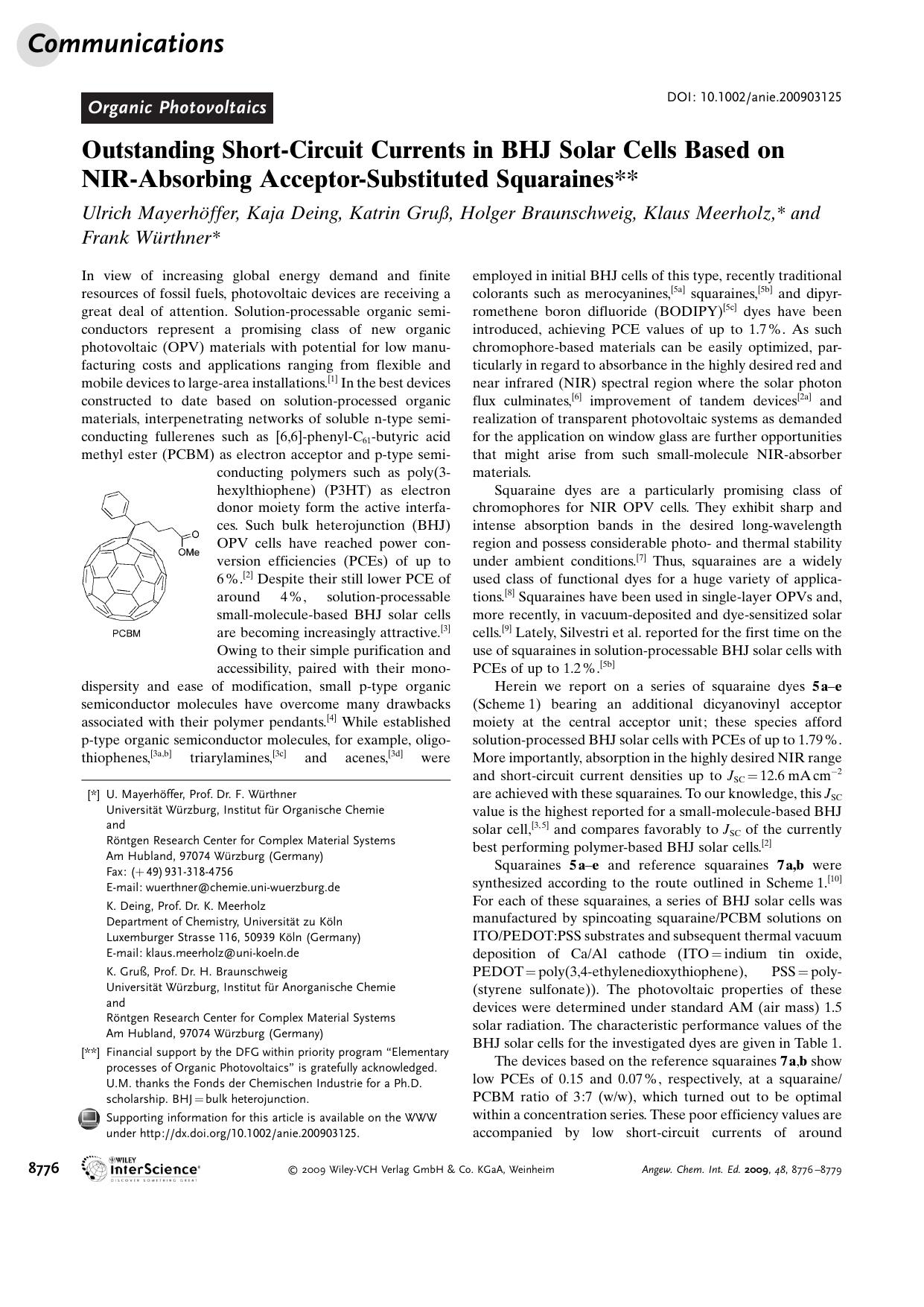 Outstanding Short-Circuit Currents in BHJ Solar Cells Based on NIR-Absorbing Acceptor-Substituted Squaraines by Unknown