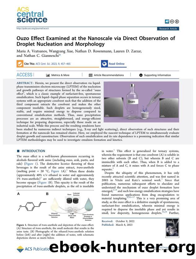 Ouzo Effect Examined at the Nanoscale via Direct Observation of Droplet Nucleation and Morphology by unknow