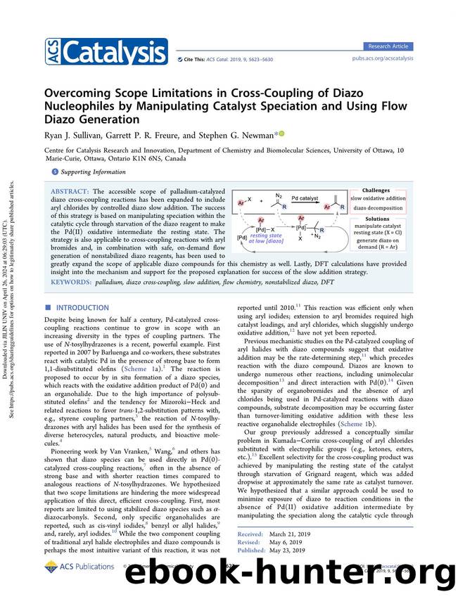 Overcoming Scope Limitations in Cross-Coupling of Diazo Nucleophiles by Manipulating Catalyst Speciation and Using Flow Diazo Generation by Ryan J. Sullivan Garrett P. R. Freure & Stephen G. Newman