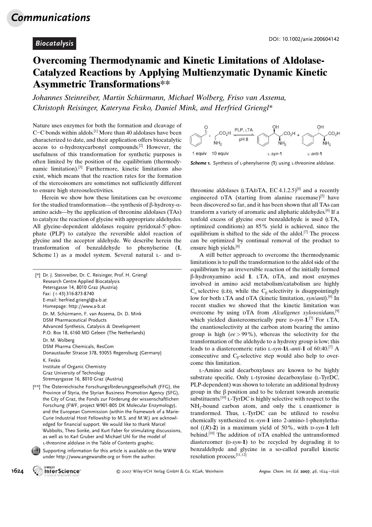 Overcoming Thermodynamic and Kinetic Limitations of Aldolase-Catalyzed Reactions by Applying Multienzymatic Dynamic Kinetic Asymmetric Transformations by Unknown