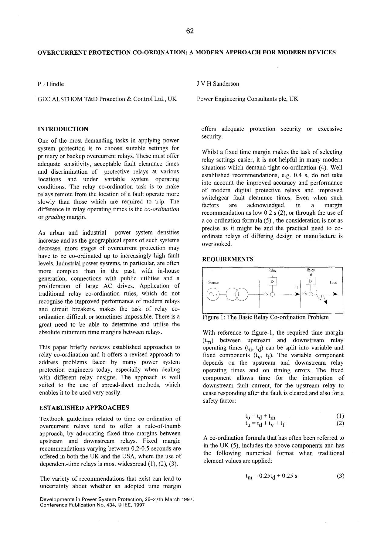 Overcurrent Protection Co-ordination: A Modern Approach For Modern Devices - Developments in Power System Protection, Sixth International Conference on (Conf. Publ. No. 434) by IEEE