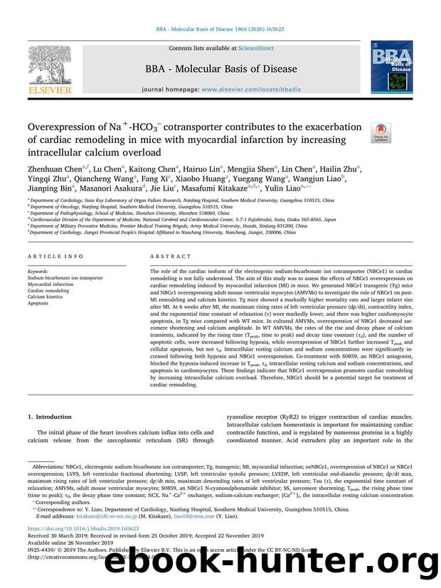 Overexpression of Na+-HCO3â cotransporter contributes to the exacerbation of cardiac remodeling in mice with myocardial infarction by increasing intracellular calcium overload by unknow