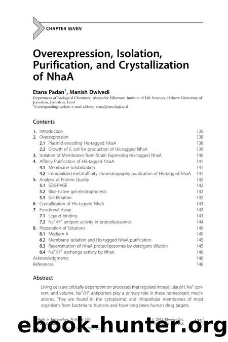 Overexpression, Isolation, Purification, and Crystallization of NhaA by Etana Padan & Manish Dwivedi