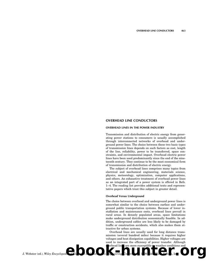 Overhead Line Conductors". In: Wiley Encyclopedia of Electrical and Electronics Engineering by Unknown