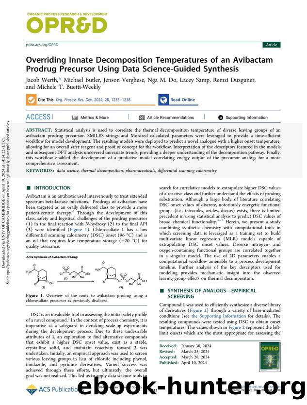 Overriding Innate Decomposition Temperatures of an Avibactam Prodrug Precursor Using Data Science-Guided Synthesis by unknow