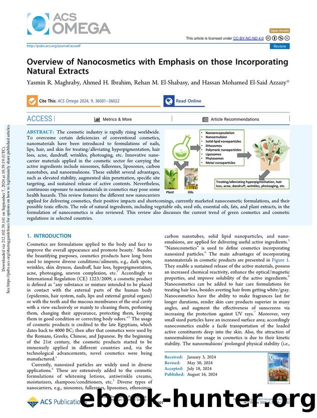 Overview of Nanocosmetics with Emphasis on those Incorporating Natural Extracts by Yasmin R. Maghraby Ahmed H. Ibrahim Rehan M. El-Shabasy & Hassan Mohamed El-Said Azzazy