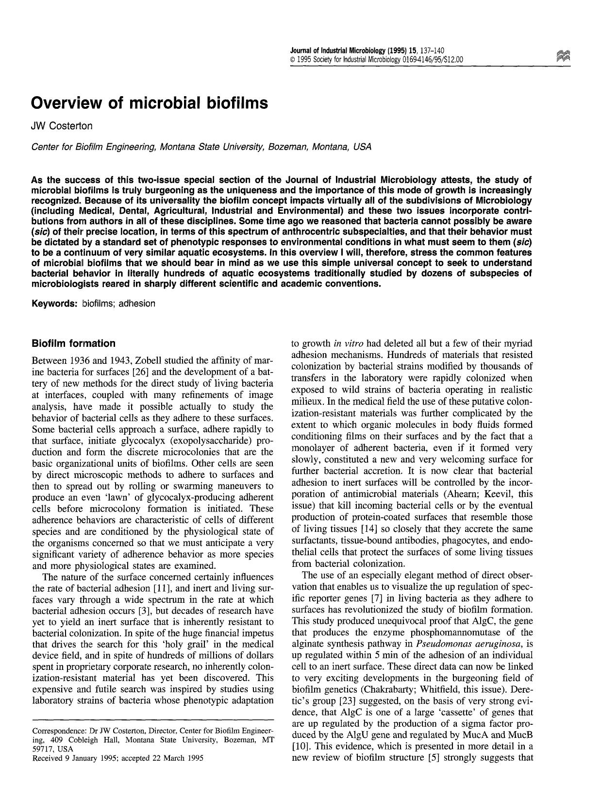 Overview of microbial biofilms by Unknown