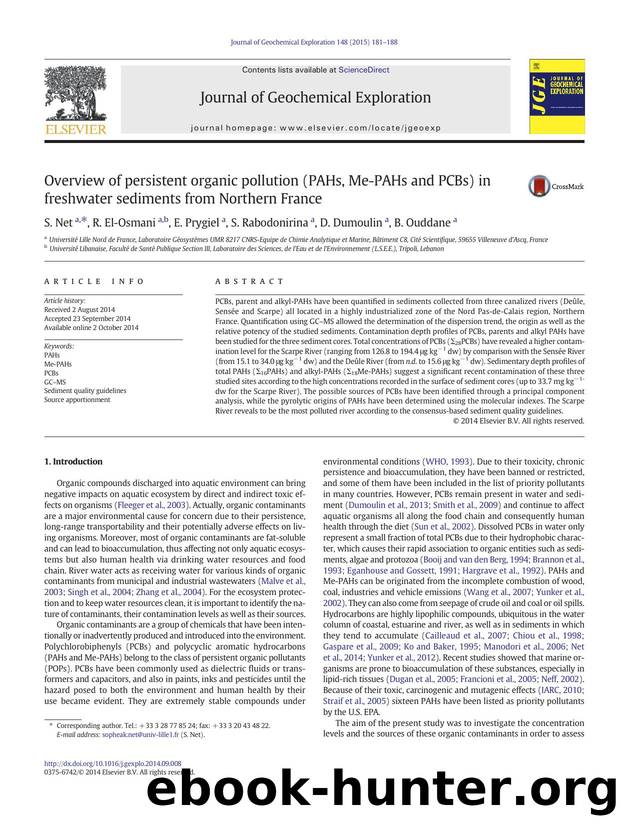 Overview of persistent organic pollution (PAHs, Me-PAHs and PCBs) in freshwater sediments from Northern France by S. Net & R. El-Osmani & E. Prygiel & S. Rabodonirina & D. Dumoulin & B. Ouddane