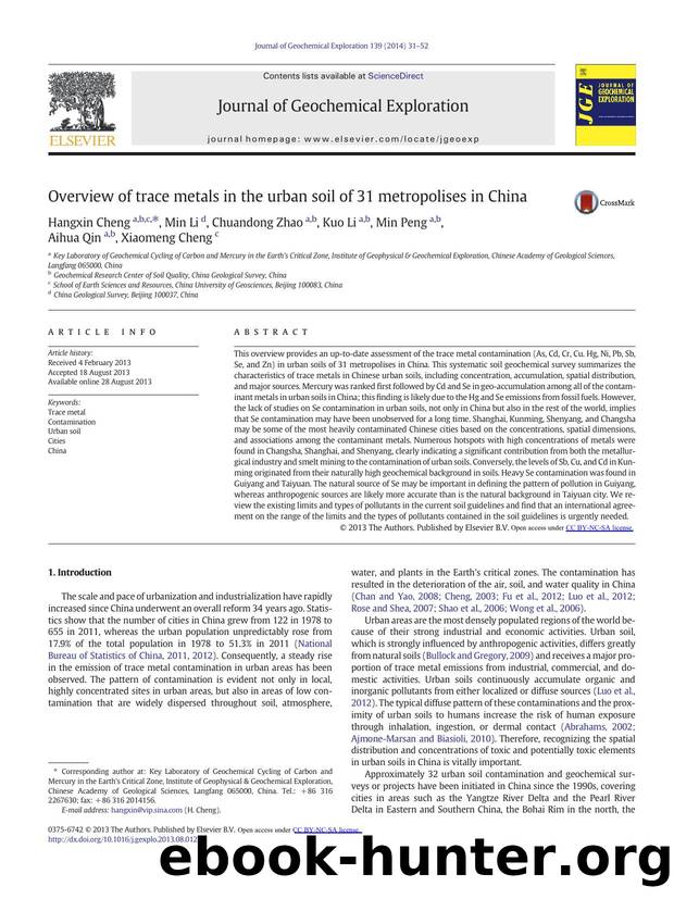 Overview of trace metals in the urban soil of 31 metropolises in China by Hangxin Cheng & Min Li & Chuandong Zhao & Kuo Li & Min Peng & Aihua Qin & Xiaomeng Cheng