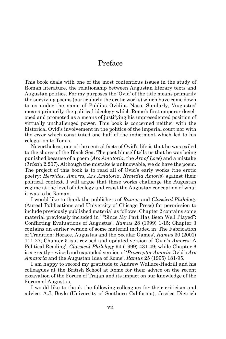 Ovid and Augustus: A political reading of Ovidâs erotic poems by P.J. Davis
