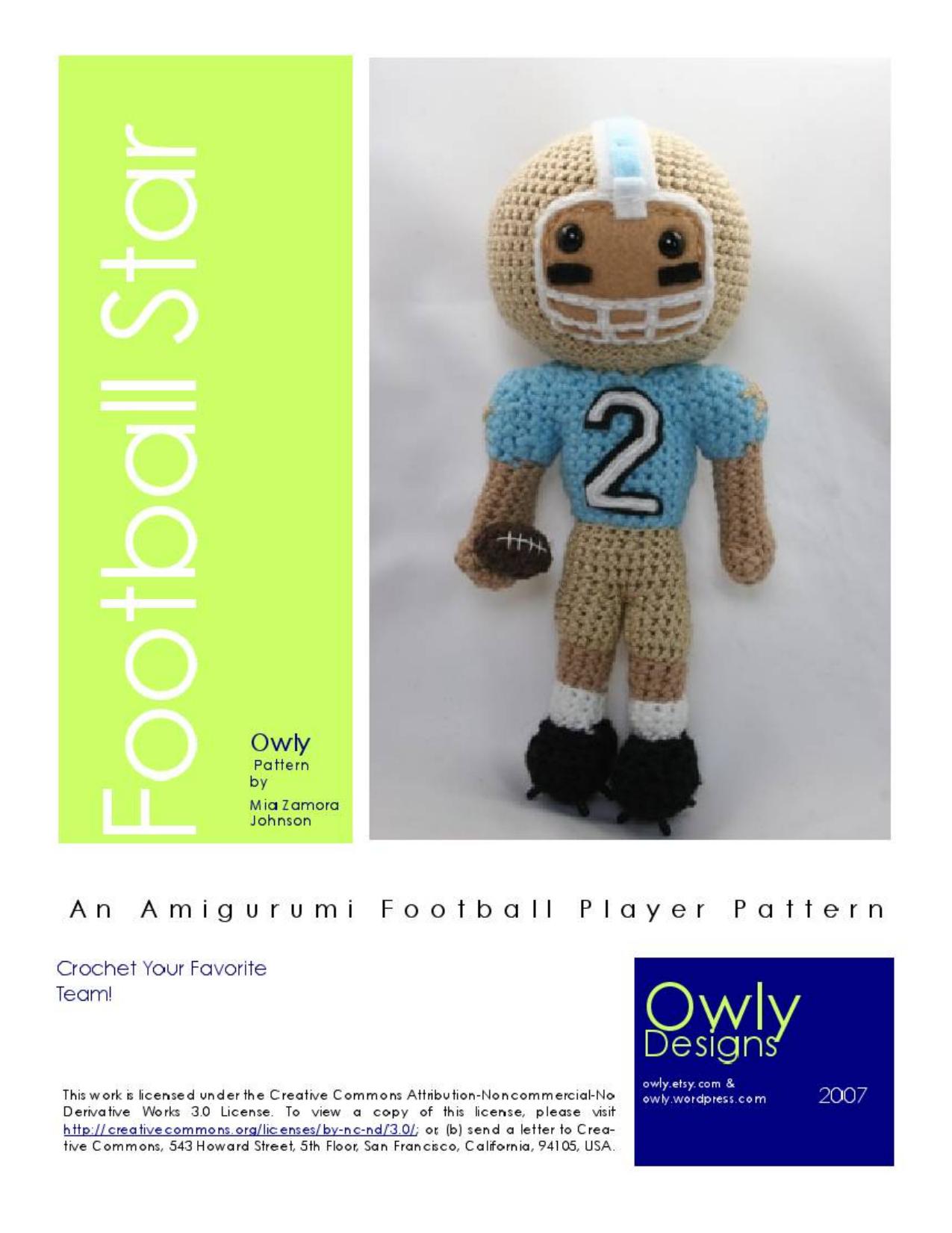 Owly Designs - Football Star by An Amigurumi Football Player Pattern (c)