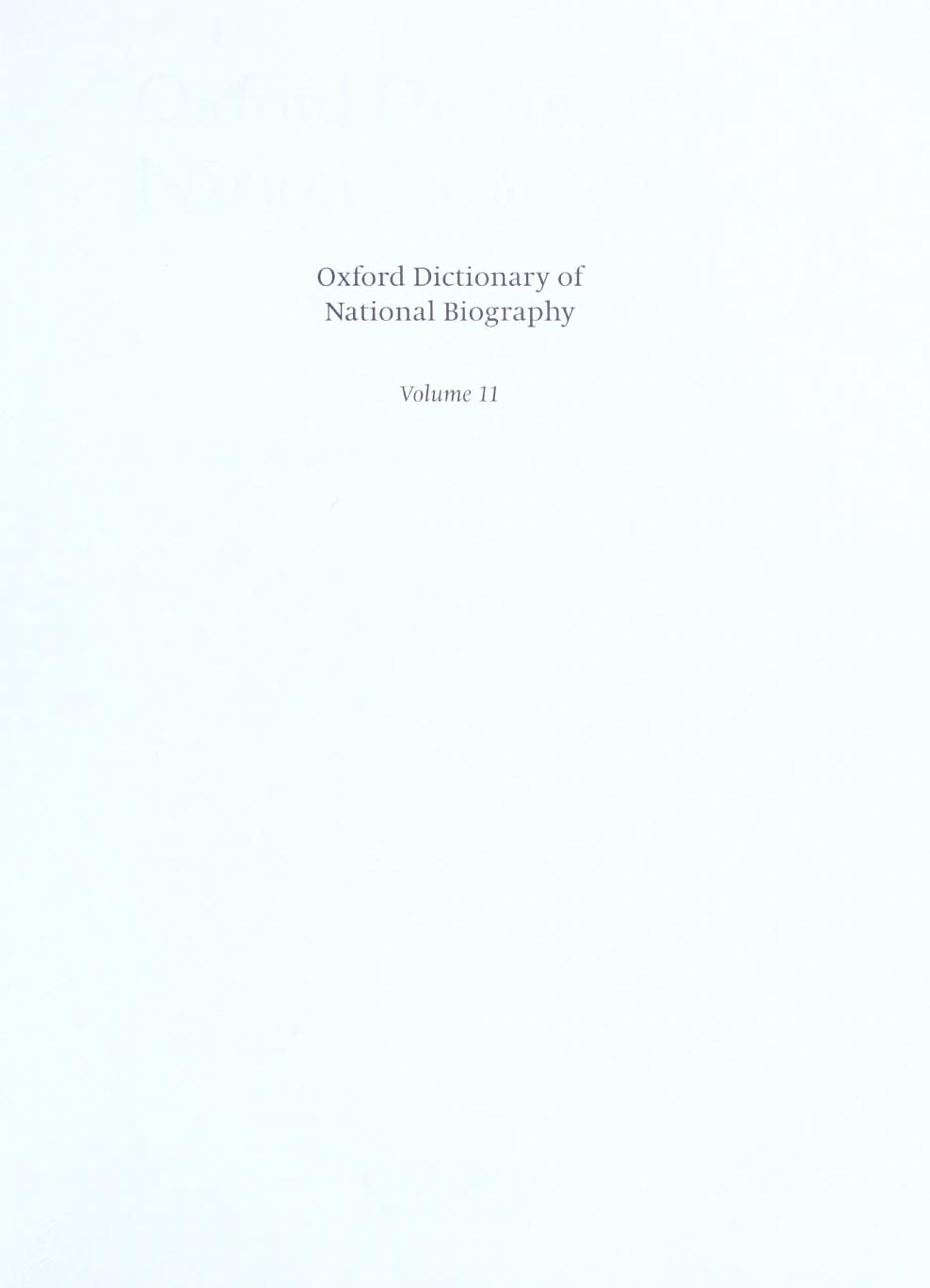 Oxford Dictionary of National Biography - Volume 11 ChandlerâCleeve by Brian Harrison & H. C. G. Matthew