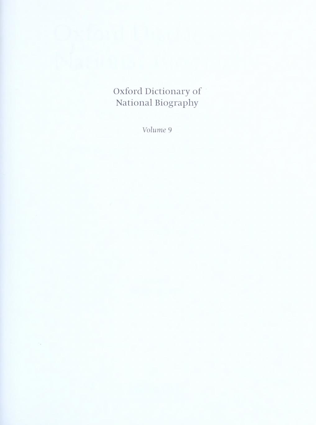 Oxford Dictionary of National Biography - volume 9 BurtâCapon by Brian Harrison & H. C. G. Matthew