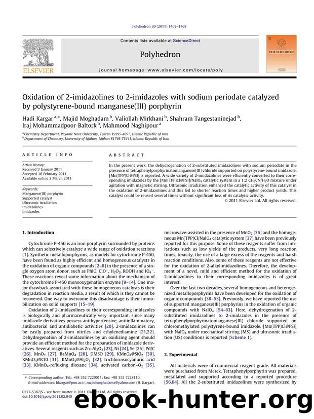 Oxidation of 2-imidazolines to 2-imidazoles with sodium periodate catalyzed by polystyrene-bound manganese(III) porphyrin by unknow