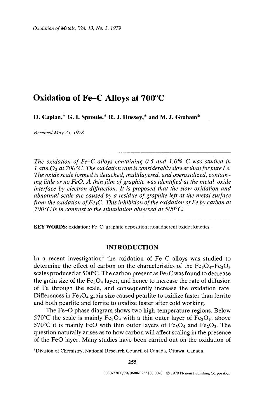 Oxidation of Fe-C alloys at 700&#x00B0;C by Unknown