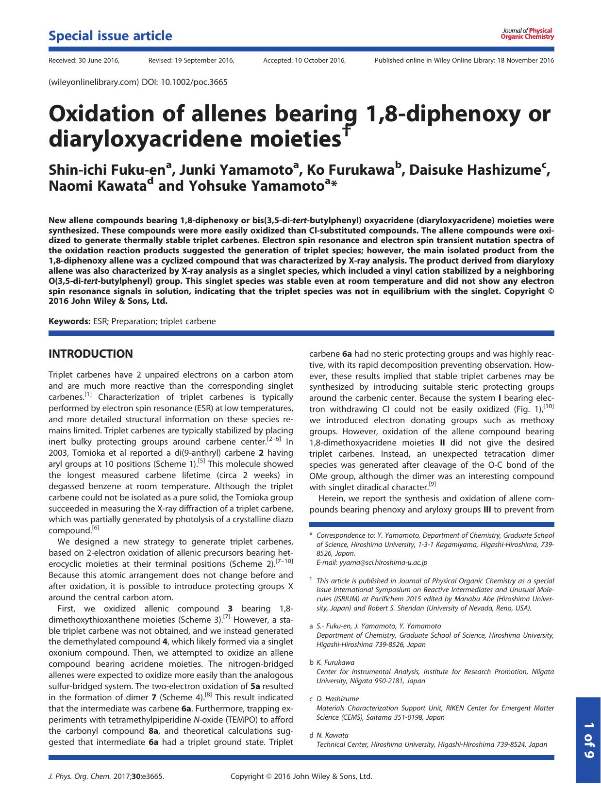 Oxidation of allenes bearing 1,8-diphenoxy or diaryloxyacridene moieties by Manabu Abe & Robert S. Sheridan
