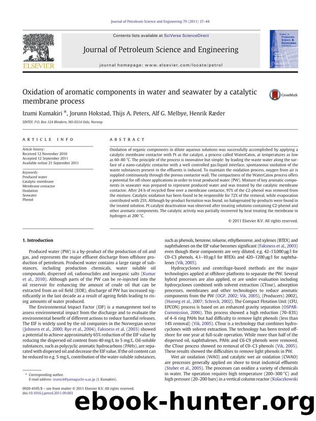 Oxidation of aromatic components in water and seawater by a catalytic membrane process by Izumi Kumakiri & Jorunn Hokstad & Thijs A. Peters & Alf G. Melbye & Henrik Ræder