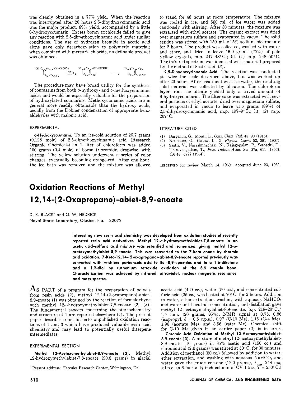 Oxidation reactions of methyl 12,14-(2-oxapropano)abiet-8,9-enoate by Donald Kirkbright Black Glen W. Hedrick
