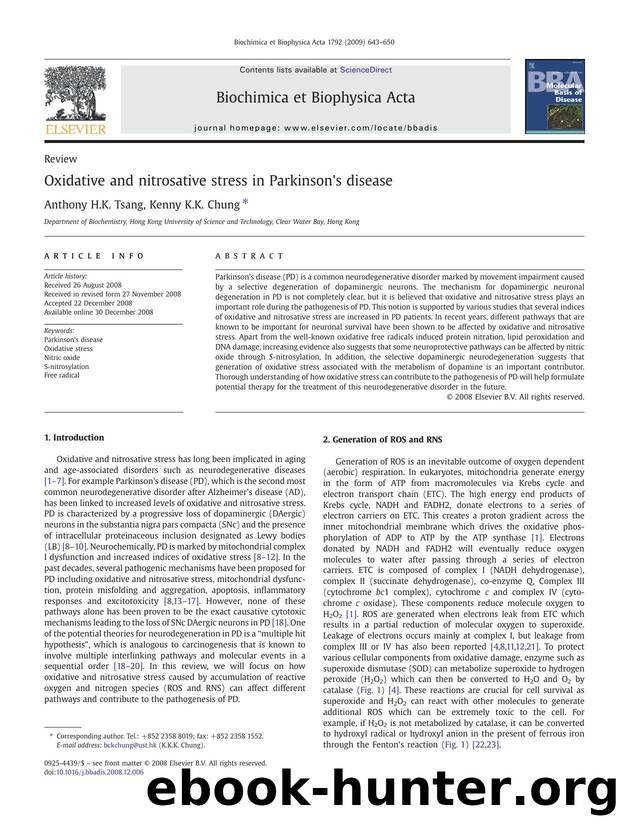 Oxidative and nitrosative stress in Parkinson's disease by Anthony H.K. Tsang; Kenny K.K. Chung