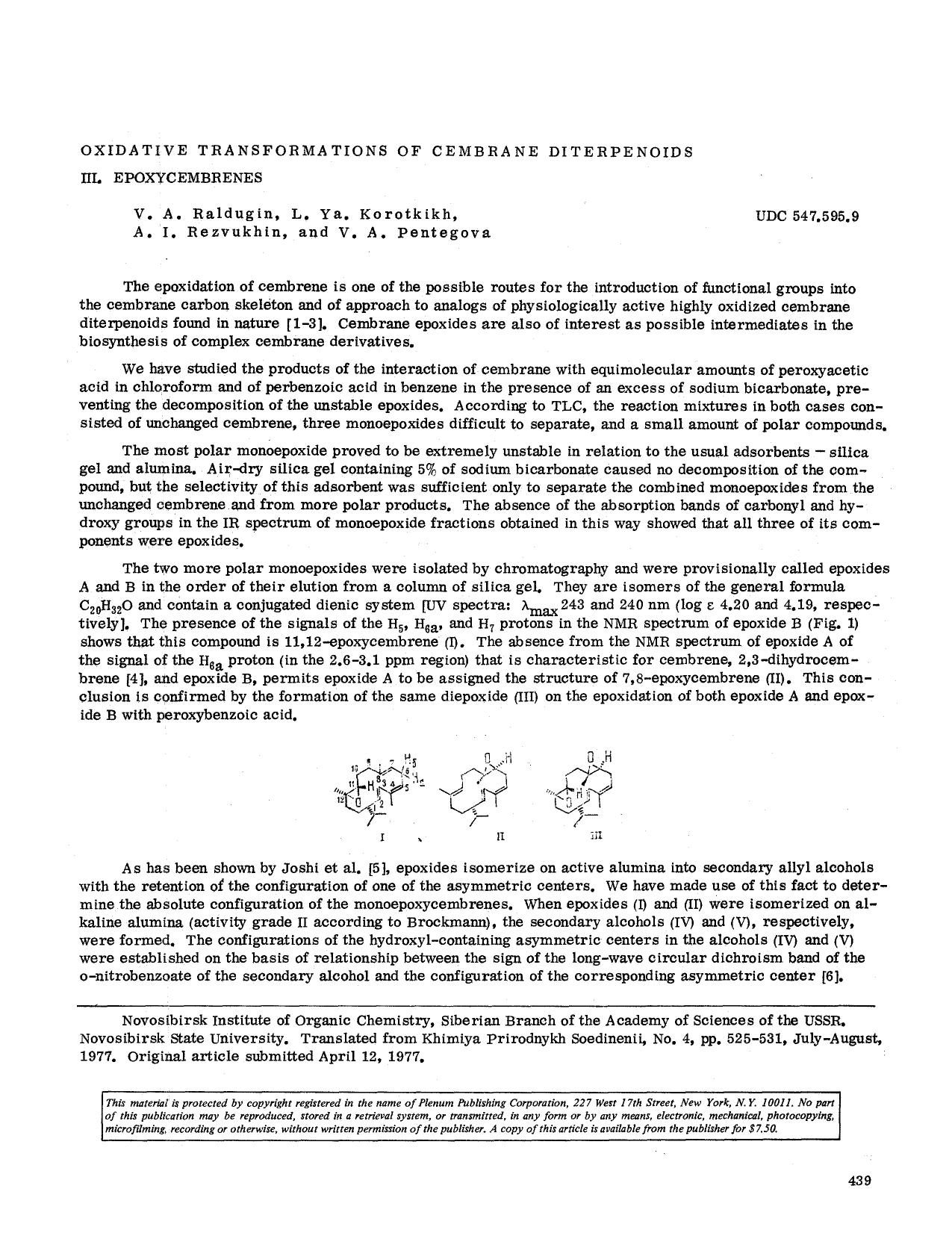 Oxidative transformations of cembrane diterpenoids III. Epoxycembrenes by Unknown