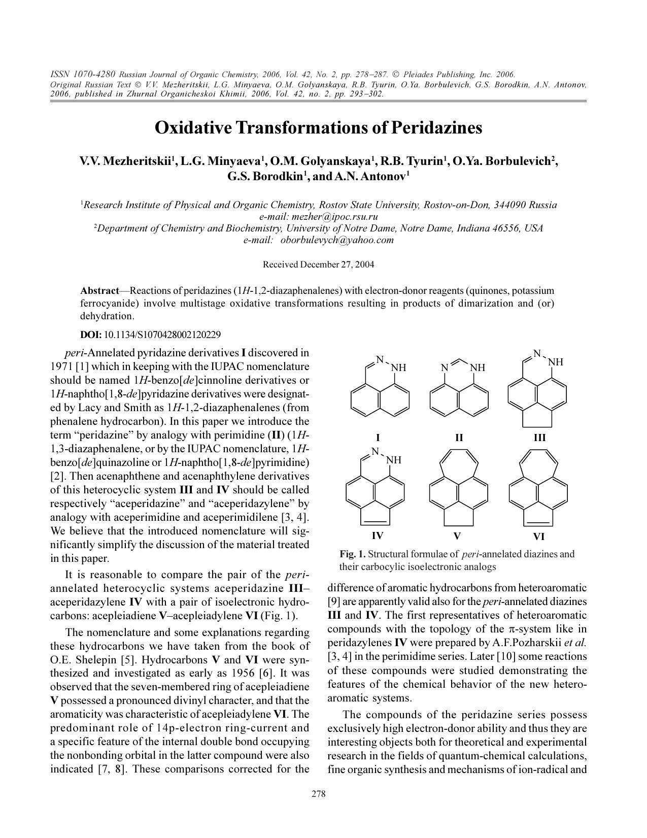 Oxidative transformations of peridazines by Unknown