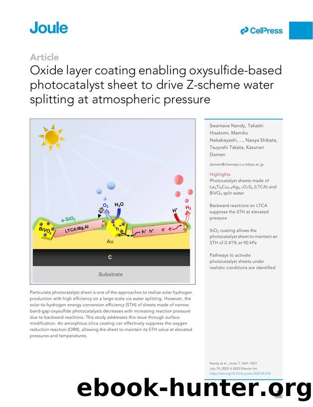 Oxide layer coating enabling oxysulfide-based photocatalyst sheet to drive Z-scheme water splitting at atmospheric pressure by unknow